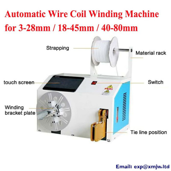 Automatic Wire Cable Coil Winding Binding Machine Tie Tools Touch Screen