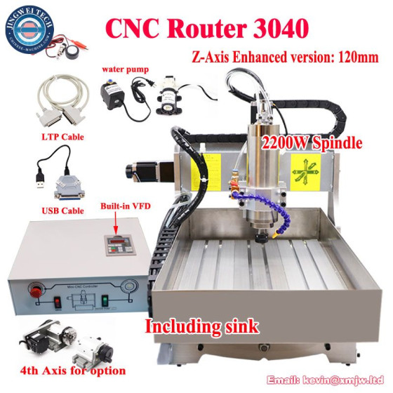 4 Axis CNC Router Metal Wood Engraving Milling Machine - 3040, 2.2KW