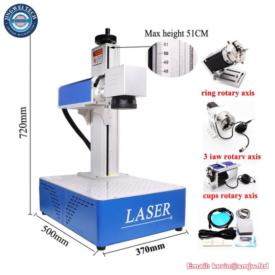 Raycus MAX Fiber Laser Metal Business Card Cutting Engraving Machine with Rotary Axis