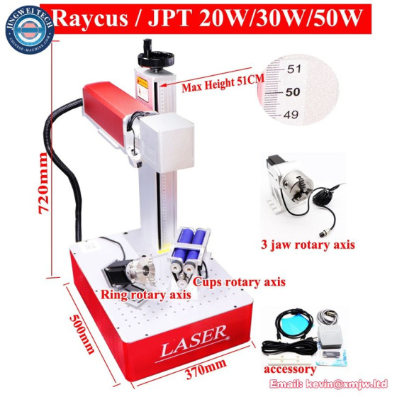 JPT Raycus Fiber Laser Jewelry Metal Engraving Machine with Rotary Axis