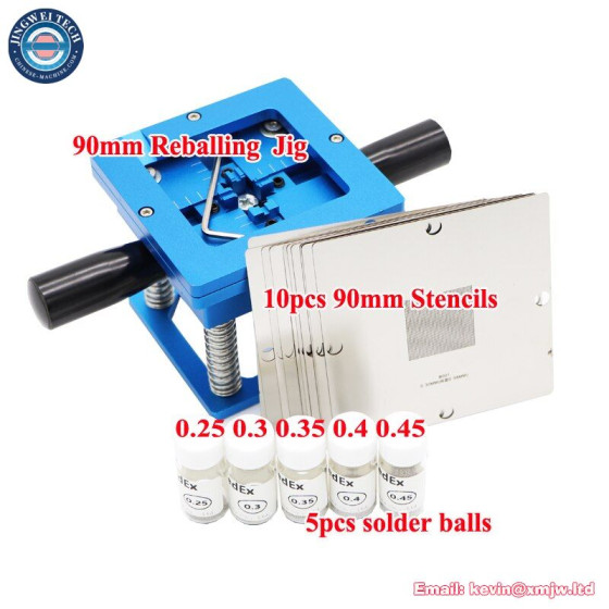 Universal BGA Reballing Kit - 90mm Template Holder & 10 Stencils