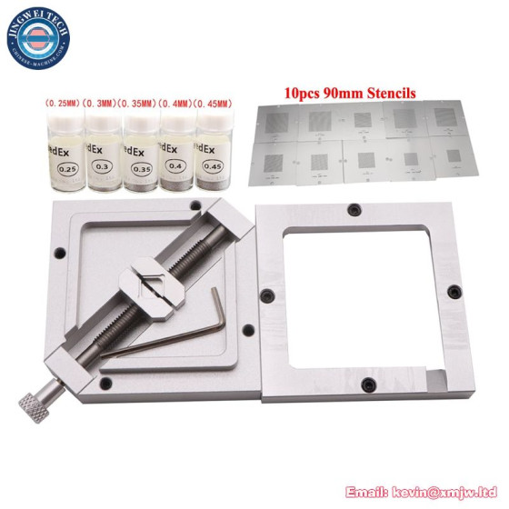 90mm Aluminum BGA Reballing Station Kit with Solder Balls & Stencils