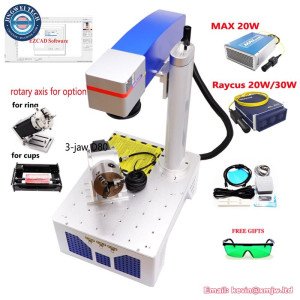 Raycus Fiber Laser Jewelry Metal Cutting Engraving Machine with Rotary Axis