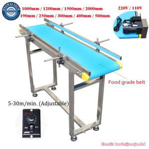 Food Grade Stainless Steel Conveyor Belt Machine with Adjustable Guardrail