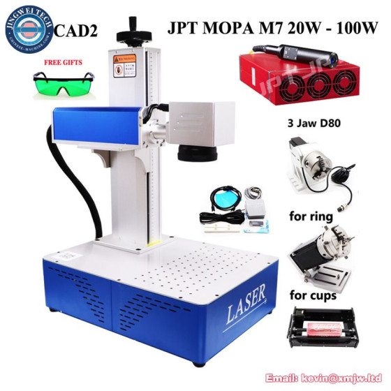 JPT MOPA M7 Fiber Laser Jewelry Engraver Cutting Machine with Rotary Axis