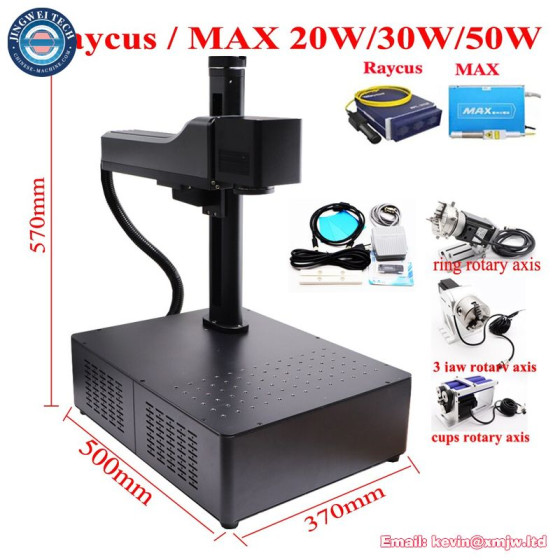 Raycus MAX Fiber Laser Jewelry Metal Cutting Engraving Machine with Rotary Axis