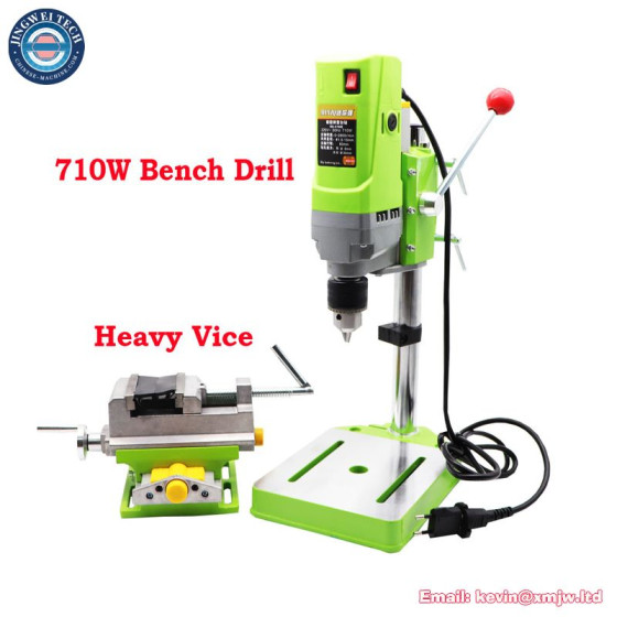 710W Bench Drill Milling Machine with Heavy Vice & Aluminum Workbench