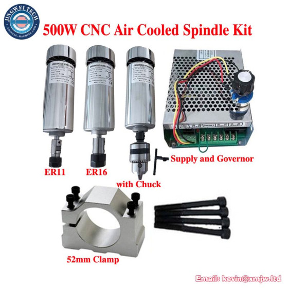 Air Cooled 0.5kw CNC Spindle Motor Kit with Adjustable Speed