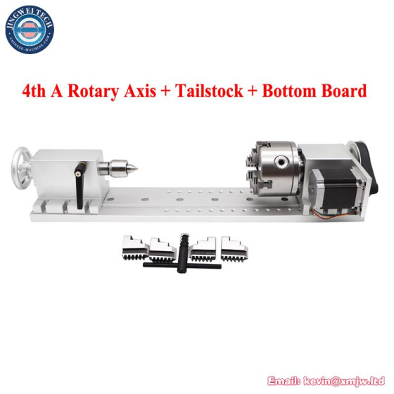 CNC Router 4th Rotary Axis Kit with Tailstock & Stepper Motor