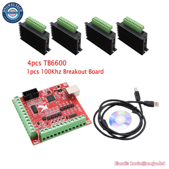 4 Axis CNC USB MACH3 Breakout Board Kit with Stepper Motor Drivers